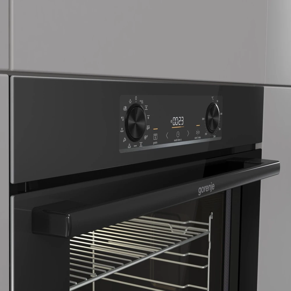 orkaitė Gorenje 77 L juoda piec samoczyszczący - įmontuotas elektrinis piekarnik