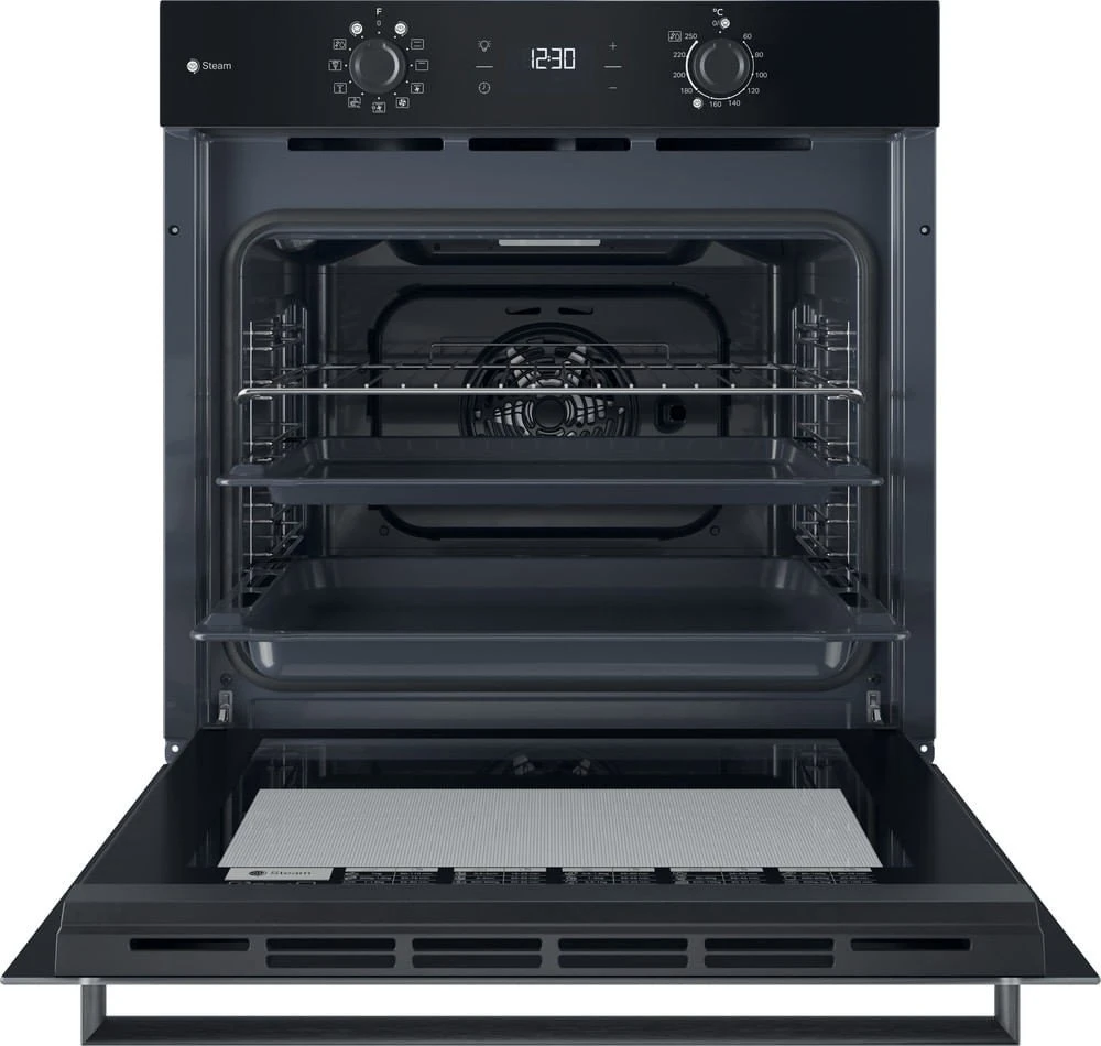 INDESIT orkaitė | IO K58HS B | 71 l | Elektrinė | Hidrolizinė | Elektroninė | Konvekcinė | Aukštis 59,5 cm | Plotis 59,5 cm | Juodas