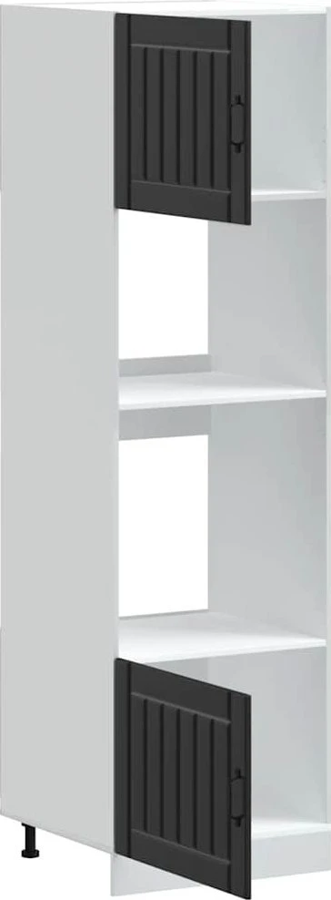 Orkaitės spintelės, 2vnt., Lucca, juoda, apdirbta mediena