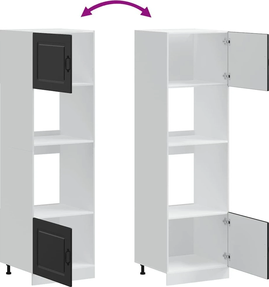 Orkaitės spintelės, 2vnt., Kalmar, juoda, apdirbta mediena