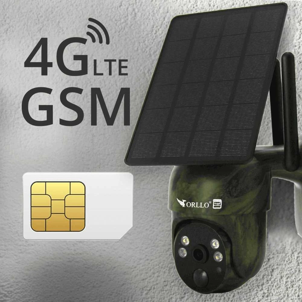 ORLLO IP kamera Orllo IP kamera belaidė 4G LTE pasukama su saulės kolektoriumi ORLLO TZ1 MORO