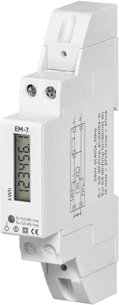 Orno 1 Fazowy Vienfazis skaitmeninis elektros energijos suvartojimo indikatorius, 40A, 1 modulis, DIN TH-35mm