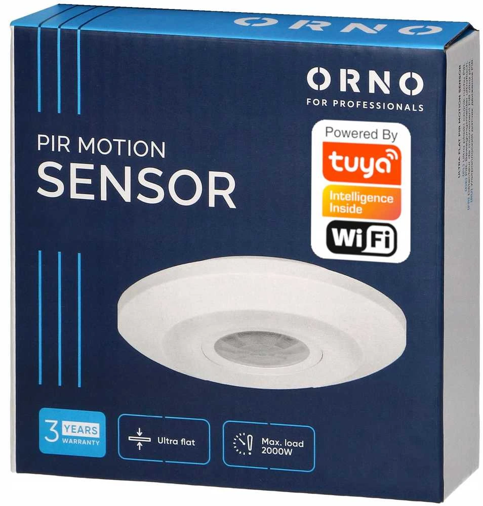 Orno Czujnik 360° judesio jutiklis, IP20, 2000 W, itin plokščias – 2,5 cm, mini, TUYA išmanusis Wi-Fi