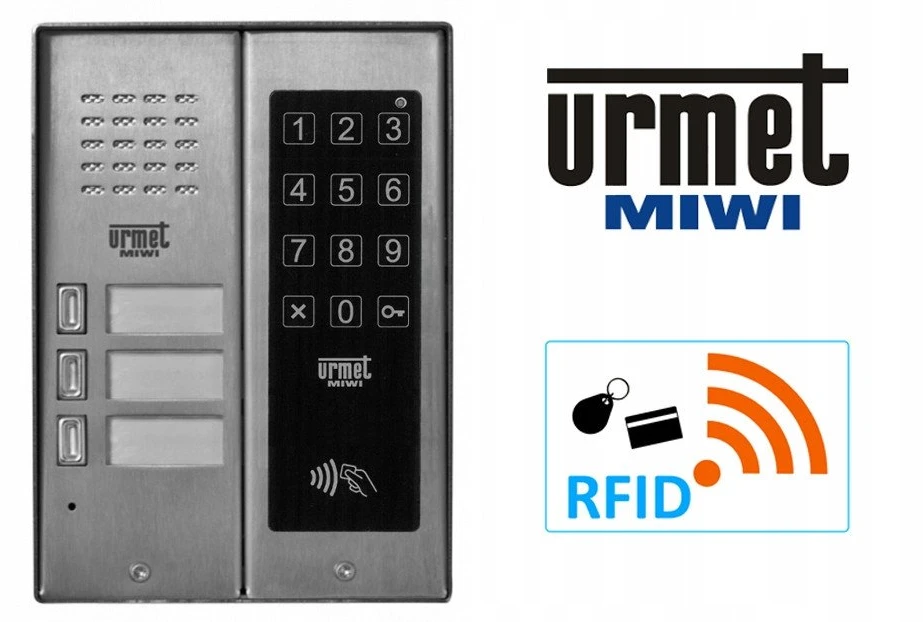 Miwi Urmet Orno 5025/2D-ZK-RF Urmet domofonas, 2 skambinimo mygtukai, artumo skaitytuvas, lietimui jautrus kodinis užraktas