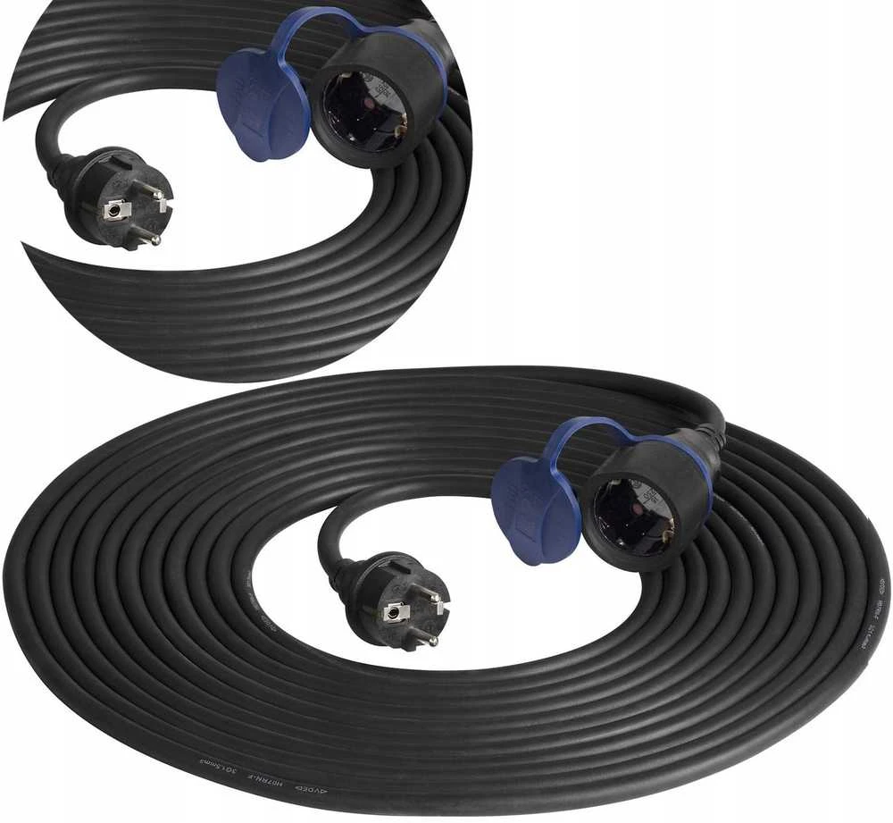 Orno Przedłużacz Dirbtuvių prailgintuvas, atsparus vandens purslams, IP44, 1x2P+Z 10m, alyvai atsparus guminis kabelis H07RN-F 3x1.5mm², 230VAC/16A, schuko