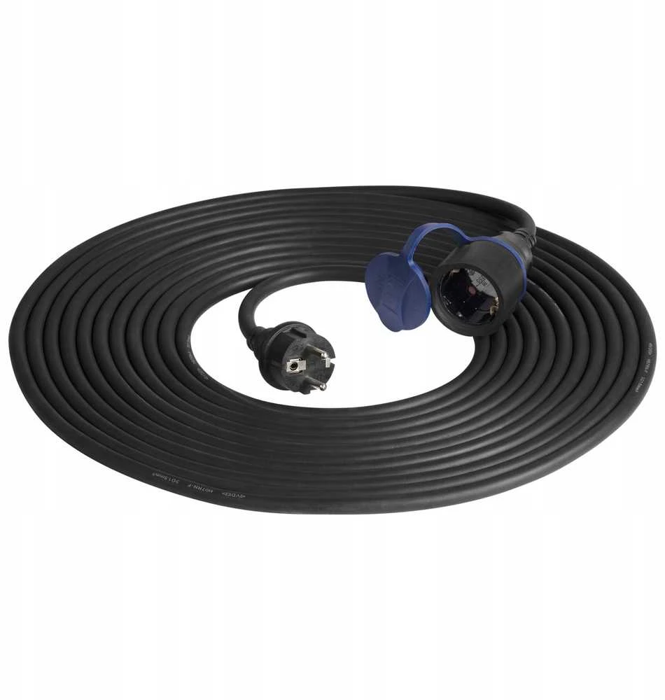 Orno Przedłużacz Dirbtuvių prailgintuvas, atsparus vandens purslams, IP44, 1x2P+Z 10m, alyvai atsparus guminis kabelis H07RN-F 3x1.5mm², 230VAC/16A, schuko