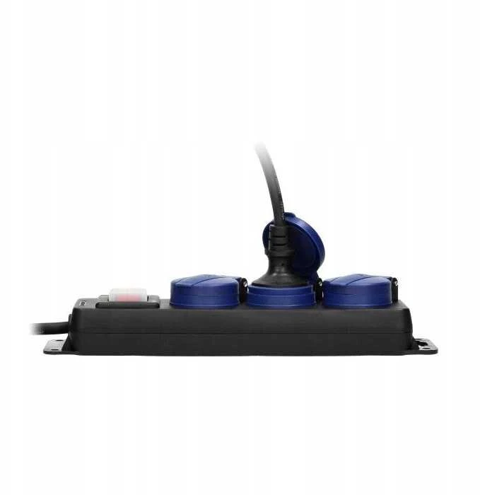Orno Przedłużacz Dirbtuvių prailgintuvas, atsparus vandens purslams, su jungikliu, IP44, 3 lizdai 2P+Z IP44, guminis kabelis, H05RR-F 3x1.5mm-, 3m