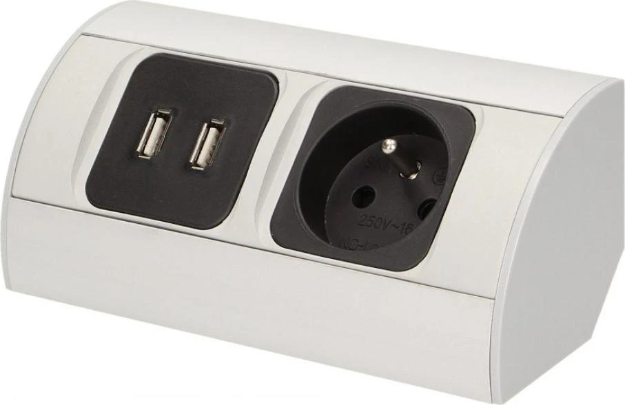 Orno Lizdas Baldinis lizdas 1x2P+Z, 2xUSB, schuko versija