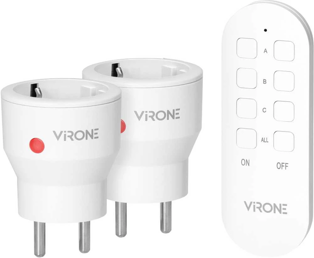 Orno Rinkinys Belaidžių MINI Schuko lizdų rinkinys, valdomas nuotoliniu būdu 2+1, 2300 W