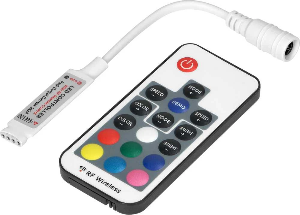 Orno Bezprzewodowy Belaidis RGB LED juostos valdiklis su nuotolinio valdymo pultu, 17 mygtukų, 12V, 6A, 72W