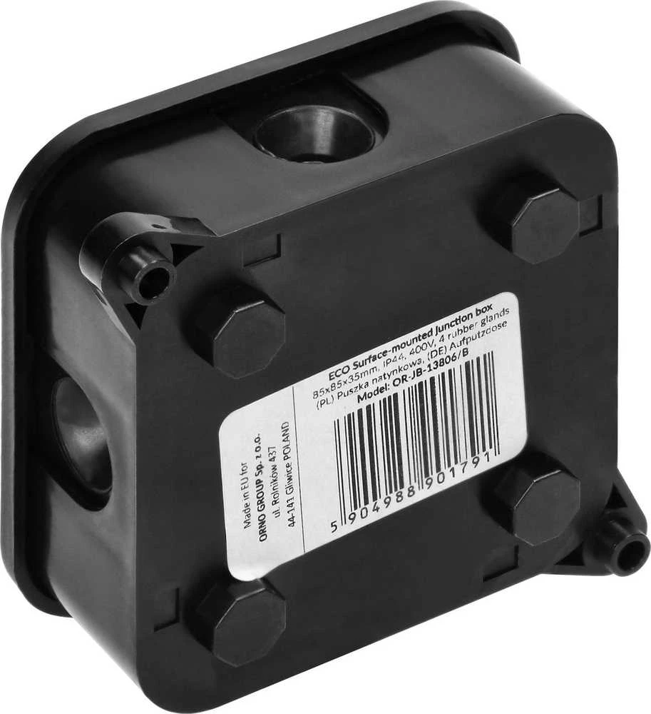 Orno Puszka ECO skirstomoji dėžutė, IP44, 400V, 4 guminiai sandarikliai, 85x85x35mm, juoda