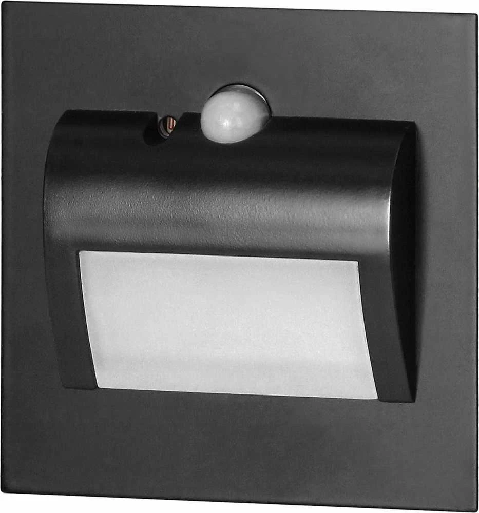 Orno DRACO LED NEW 1.5W, įleidžiamas laiptų šviestuvas, 12VDC, 30lm, 4000K, juodas, su judesio ir prieblandos jutikliu