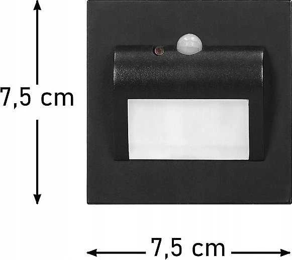 Orno DRACO LED NEW 1.5W, įleidžiamas laiptų šviestuvas, 12VDC, 30lm, 4000K, juodas, su judesio ir prieblandos jutikliu