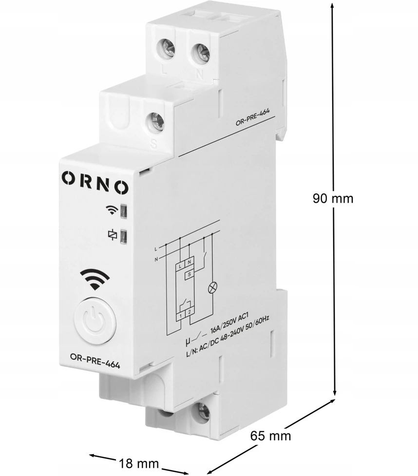 Orno Elektroninis Elektroninis astronomijos ir laiko programuotojas, 1 relinis išėjimas, maks. 16A/230V, 1 modulio plotis, DIN TH-35mm, „Tuya Smart Wi-Fi“
