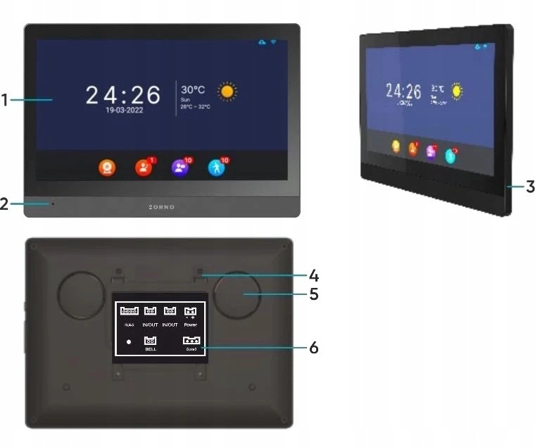 Orno GADI, vienos šeimos vaizdo domofono komplektas, 2 laidų, 10 colių, Wi-Fi, lietimui jautrus ekranas, „Full HD“, RFID, šifravimo įrenginys