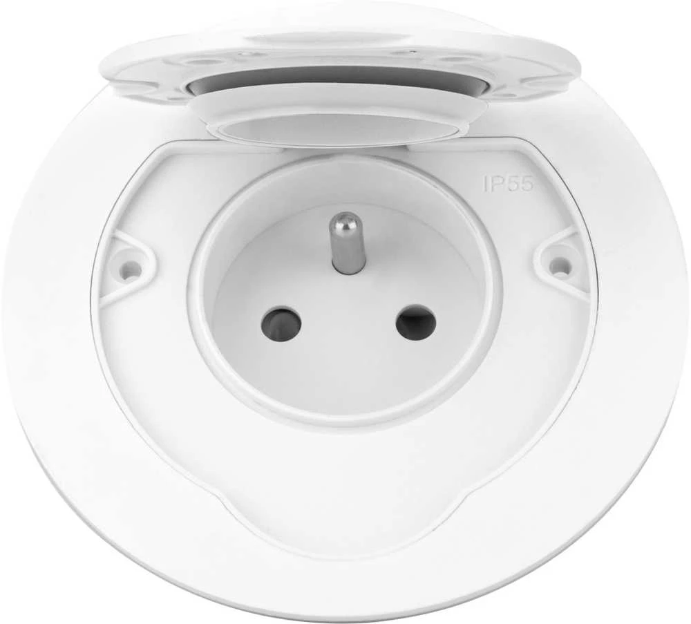 Orno Hermetyczne Hermetiškas apvalus elektros lizdas, IP55, 1x2P+Z (prancūziškas), baltas