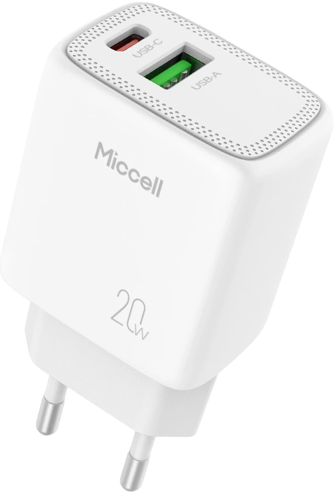 Orno Įkroviklis „Miccell VQ-T15“ sieninis įkroviklis, 20 W, USB-A + USB-C, baltas