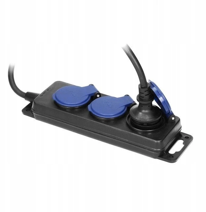 Orno Przedłużacz Dirbtuvių prailgintuvas, atsparus vandens purslams, IP44, 3 lizdai 2P+Z IP44, guminis kabelis, H05RR-F 3x1,5mm², ilgis 5m