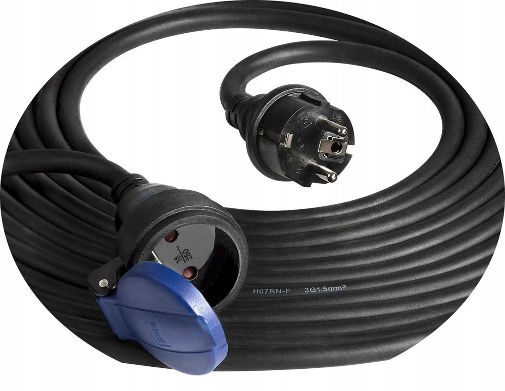 Orno Przedłużacz Dirbtuvių prailgintuvas, atsparus vandens purslams, IP44, 1x2P+Z 20m, alyvai atsparus guminis kabelis H07RN-F 3x1.5mm², 230VAC/16A