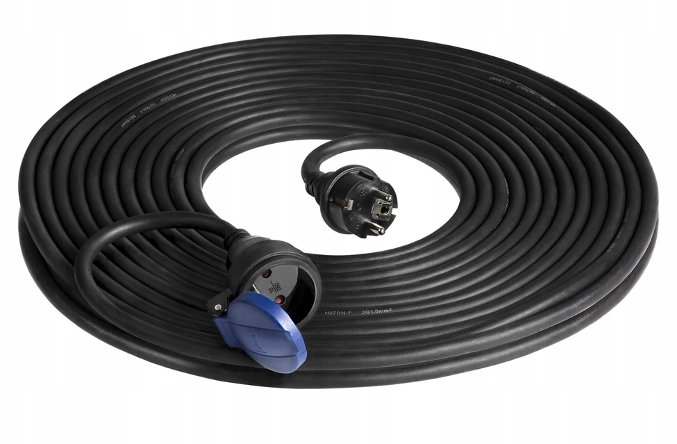 Orno Przedłużacz Dirbtuvių prailgintuvas, atsparus vandens purslams, IP44, 1x2P+Z 20m, alyvai atsparus guminis kabelis H07RN-F 3x1.5mm², 230VAC/16A