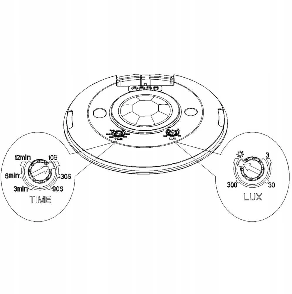 Orno Czujnik 360 laipsnių judesio jutiklis IP20, 2000 W, itin plokščias - 2,5 cm, juodas