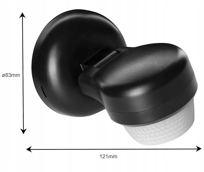 Orno Czujnik 360 laipsnių judesio jutiklis, IP65, 1200 W, maks. veikimo nuotolis 24 m, juodas