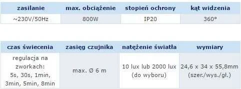 ORNO CZUJNIK RUCHU 360* ZEW SENSOR 220V