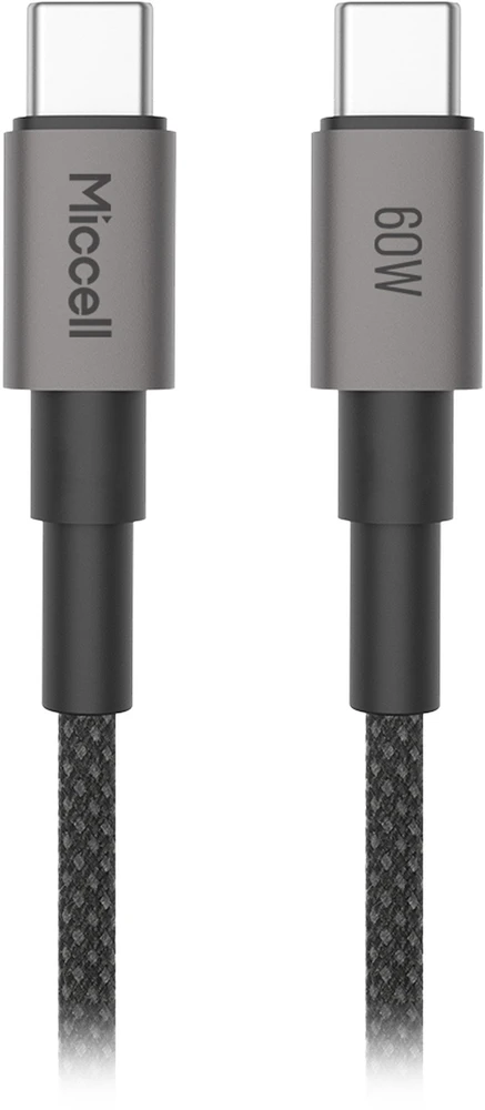 Orno Kabelis USB-C - USB-C Miccell VQ-D34 laidas, 60 W, 1,2 m, juodas