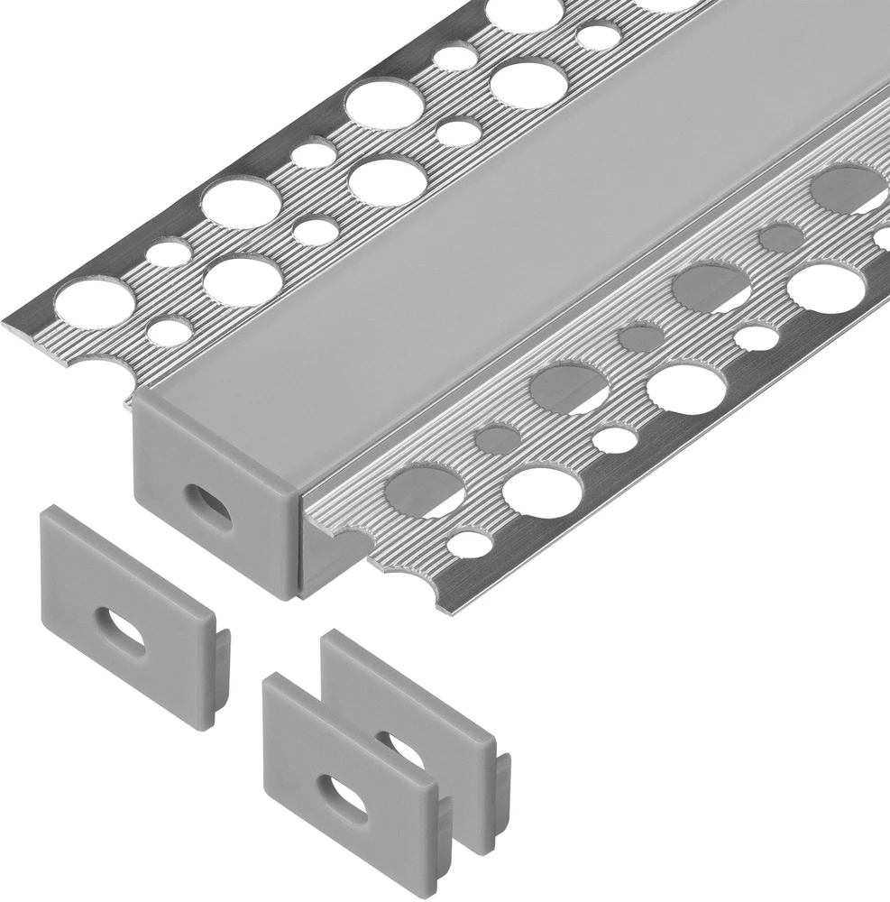 Orno Rinkinys: Komplektas: aliuminio profilis LED juostoms, 2000 x 55,8 x 12,5 mm, įleidžiamas, sidabrinis, matinis dangtelis, 4 galiniai dangteliai