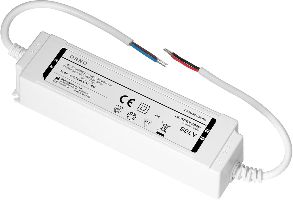 Orno Maitinimo šaltinis LED maitinimo šaltinis IP67, hermetiškas, 12V, 100W, plastikinis korpusas