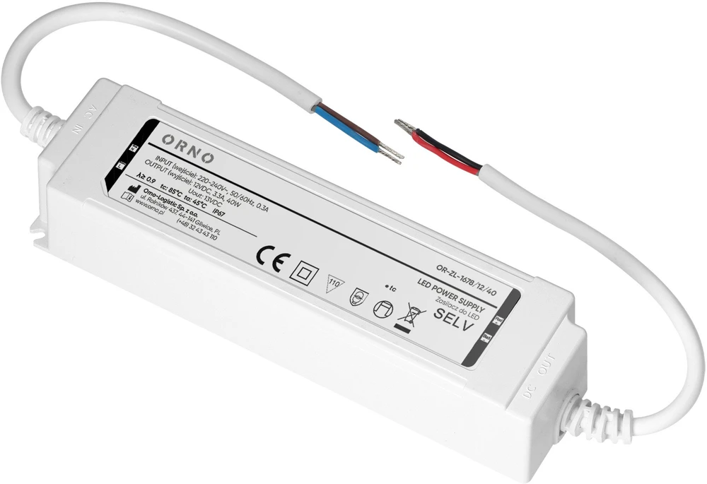 Orno Maitinimo šaltinis LED maitinimo šaltinis IP67, hermetiškas, 12V, 40W, plastikinis korpusas