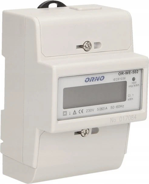 Orno 1 Fazowy 1 fazės elektros energijos suvartojimo indikatorius, 80A, 3 moduliai, DIN TH-35mm