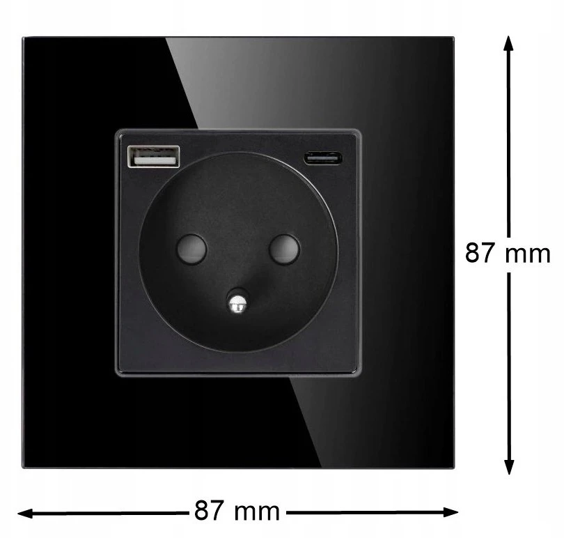 Orno Lizdas Lizdas 2P+Z, USB-A + USB-C, PD, maks. 20W, juodas