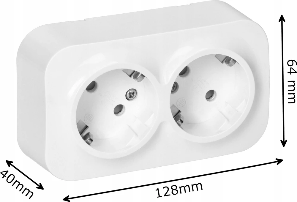 Orno „ToDo“ dvigubas lizdas 2x2P+Z, 16A/230VAC, IP20, Schuko, baltas