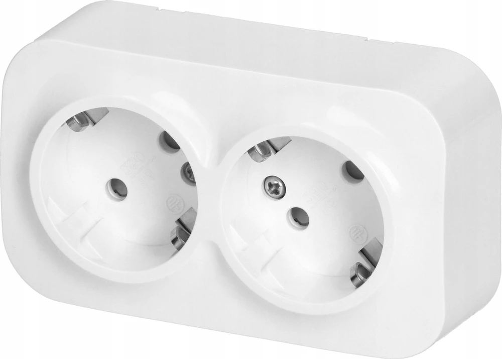 Orno „ToDo“ dvigubas lizdas 2x2P+Z, 16A/230VAC, IP20, Schuko, baltas