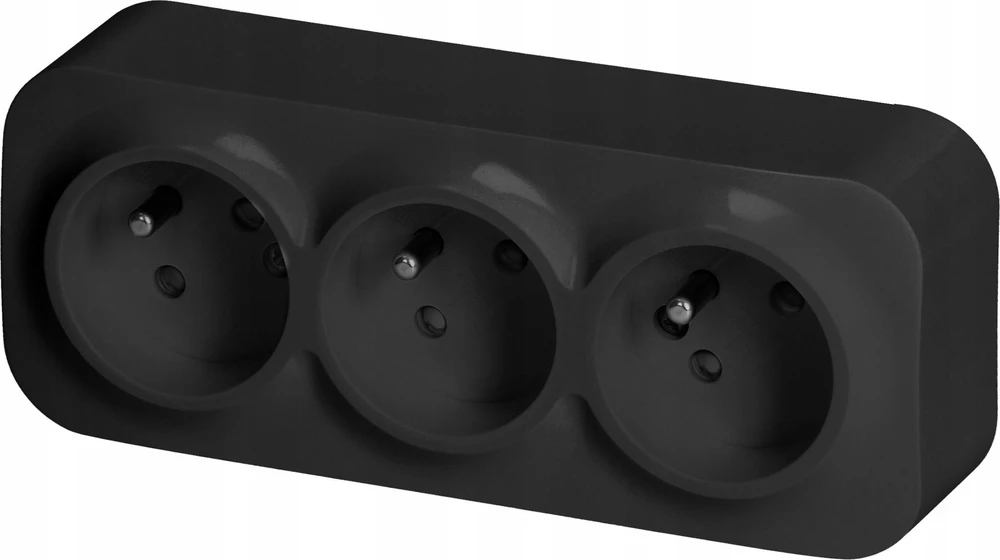 Orno Lizdas „ToDo“ trigubas lizdas 2P+Z Schuko IP20, 16A, 230V AC, juodas