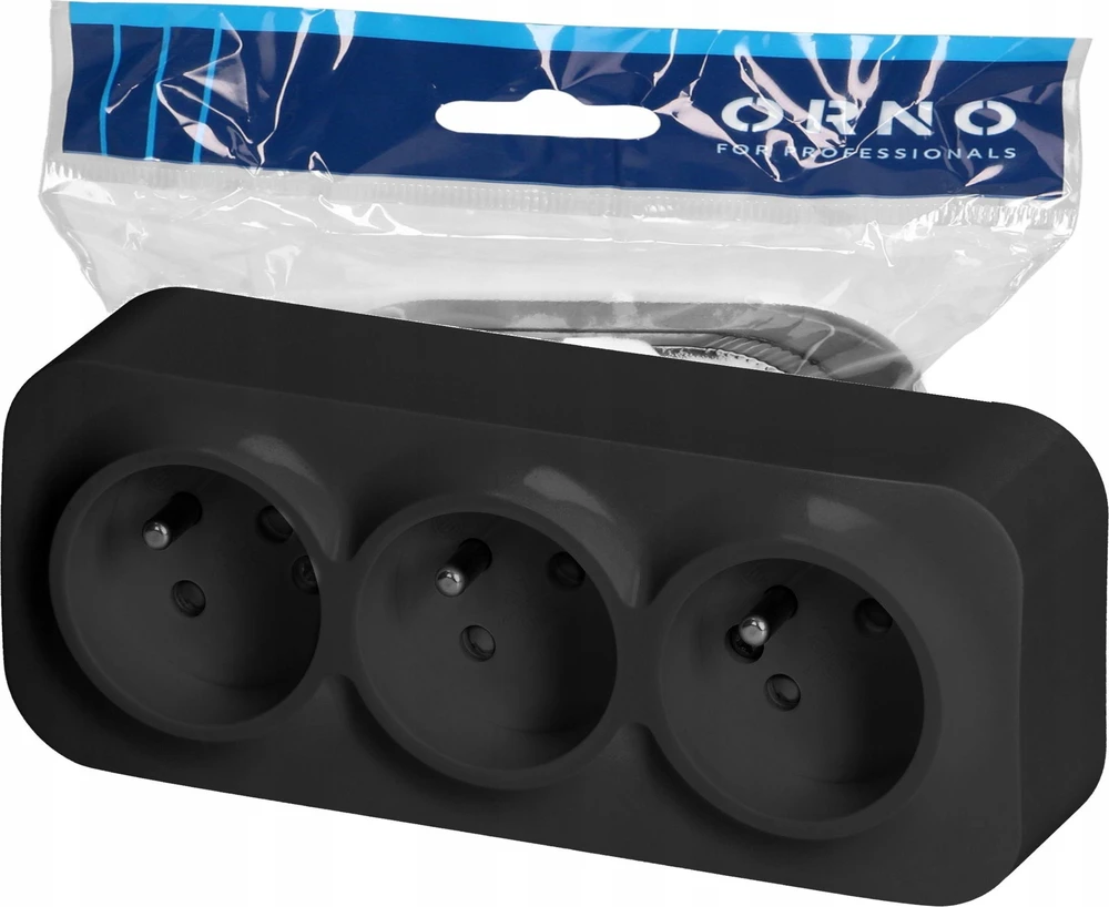 Orno Lizdas „ToDo“ trigubas lizdas 2P+Z Schuko IP20, 16A, 230V AC, juodas