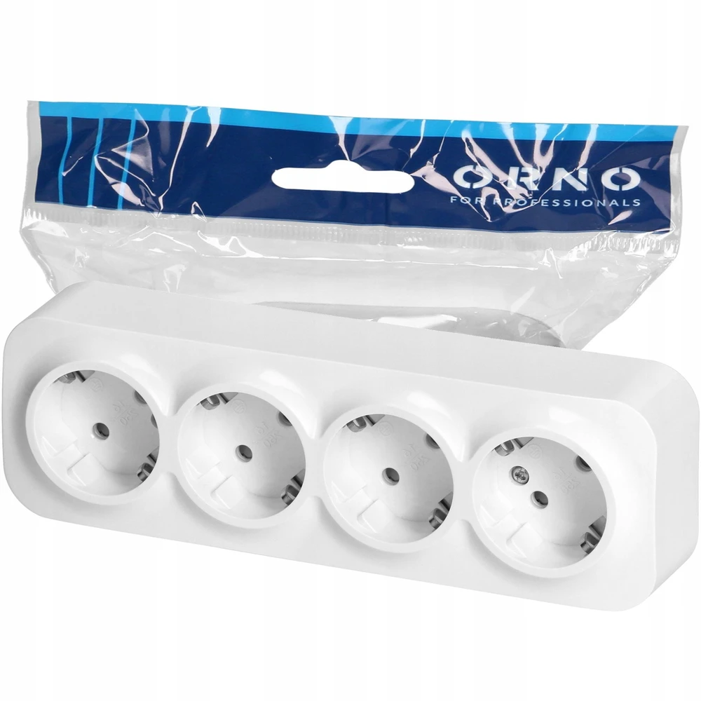 Orno Lizdas Keturgubas „ToDo“ lizdas 2P+Z Schuko IP20, 16A, 230V AC, baltas