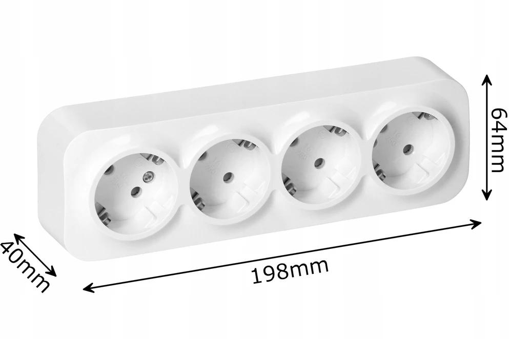 Orno Lizdas Keturgubas „ToDo“ lizdas 2P+Z Schuko IP20, 16A, 230V AC, baltas