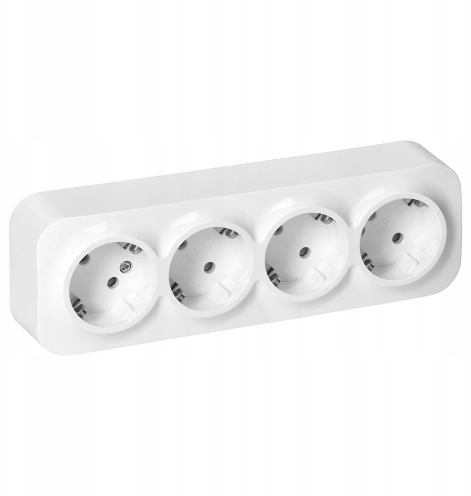 Orno Lizdas Keturgubas „ToDo“ lizdas 2P+Z Schuko IP20, 16A, 230V AC, baltas