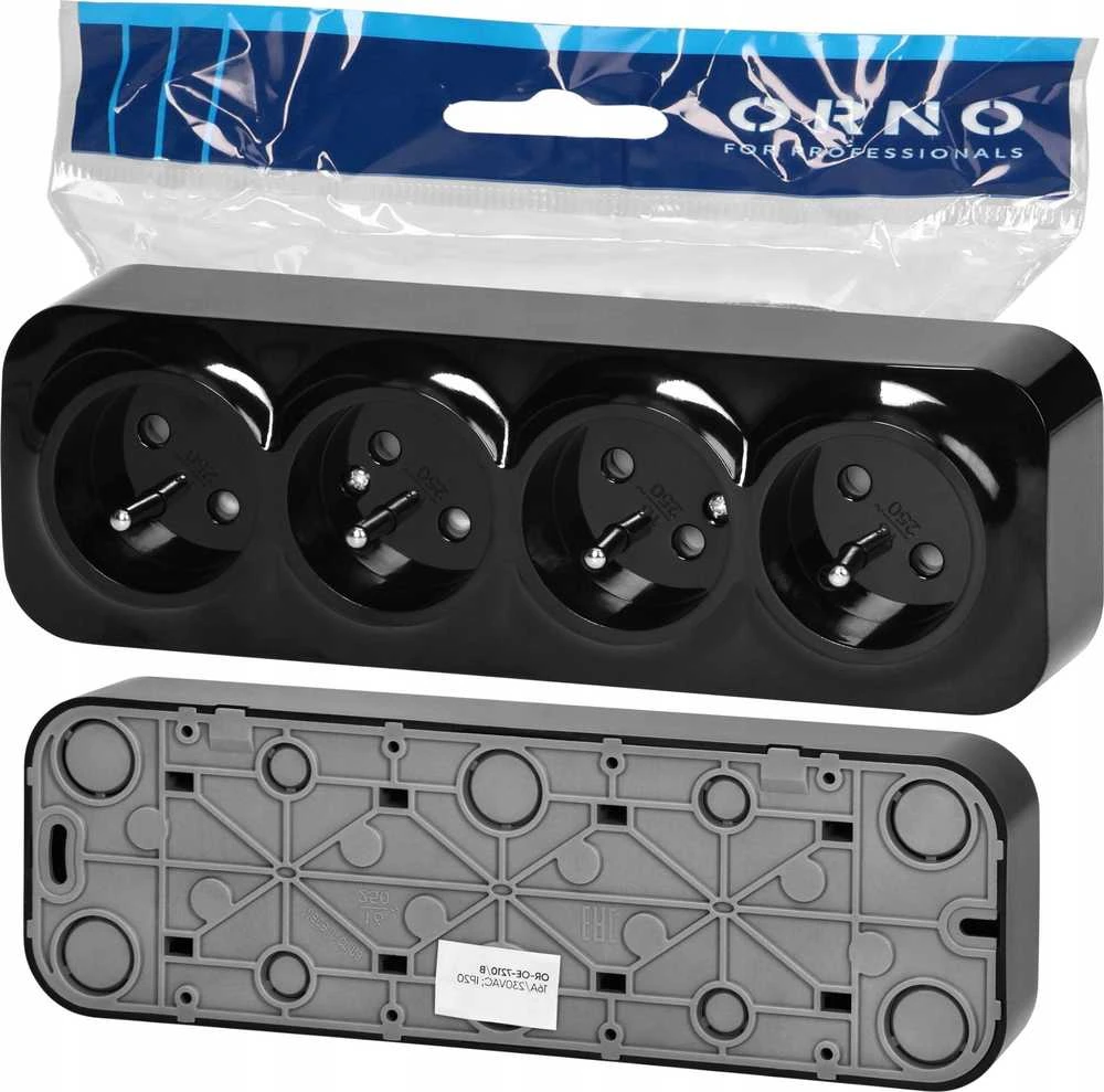 Orno Lizdas Keturgubas „ToDo“ lizdas 2P+Z IP20, 16A, 230V AC, juodas
