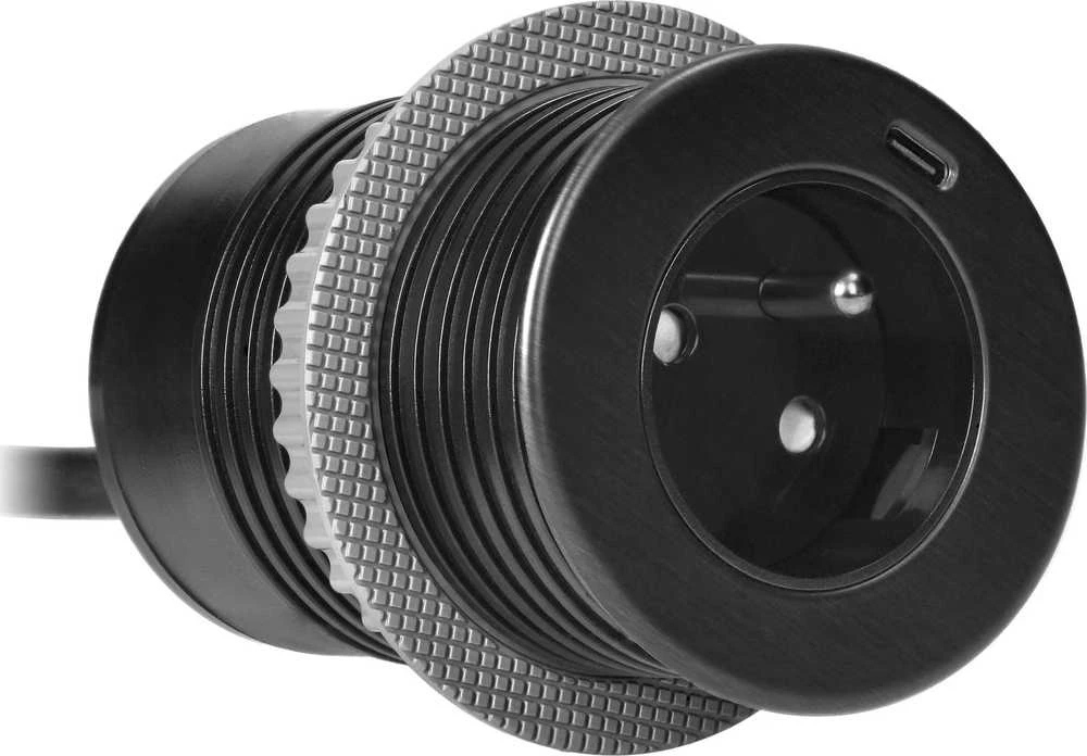 Orno Lizdas Įleidžiamas lizdas 2P+Z su „EasyEject“ sistema, USB 3.0, 1,5 m + USB adapteris