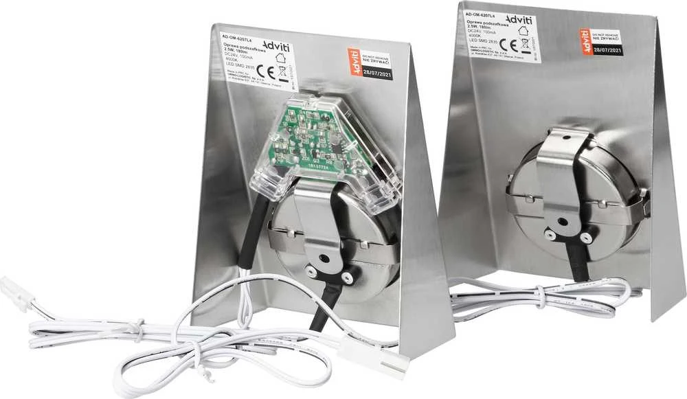 Orno Rinkinys MAKAN LED po spintele montuojamų šviestuvų komplektas 2W, 180lm, 4000K, su bekontakčiu jungikliu, INOX