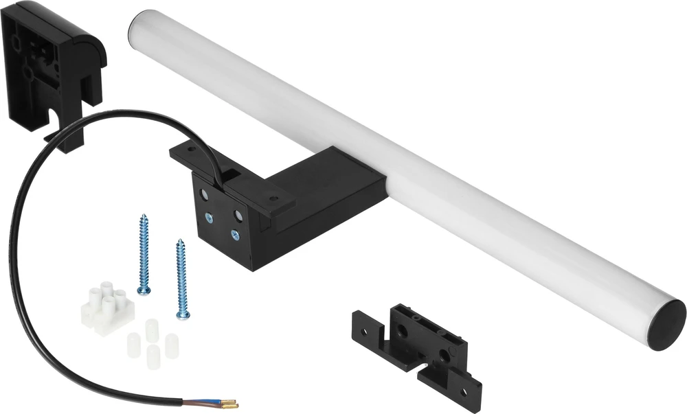 Sieninis šviestuvas Orno PEEGEL LED 6W, veidrodinis šviestuvas, 540lm, 4000K, ilgis 40 cm, plastikas + akrilas, juodas