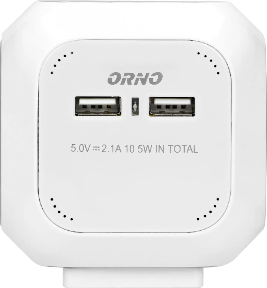 Orno ilgintuvai 4 x 2P+E, 2xUSB įkrovikliai, 1.4m H05VV-F 3x1mm2, baltas (OR-AE-13144/W)