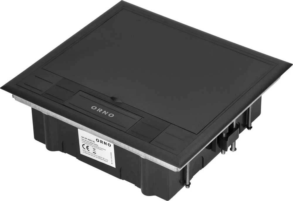 Orno Puszka Grindų dėžutė moduliniams lizdams 6 x 45x45 mm arba 12 x 22,5x45 mm, dangtelis: plastikinis, juodas