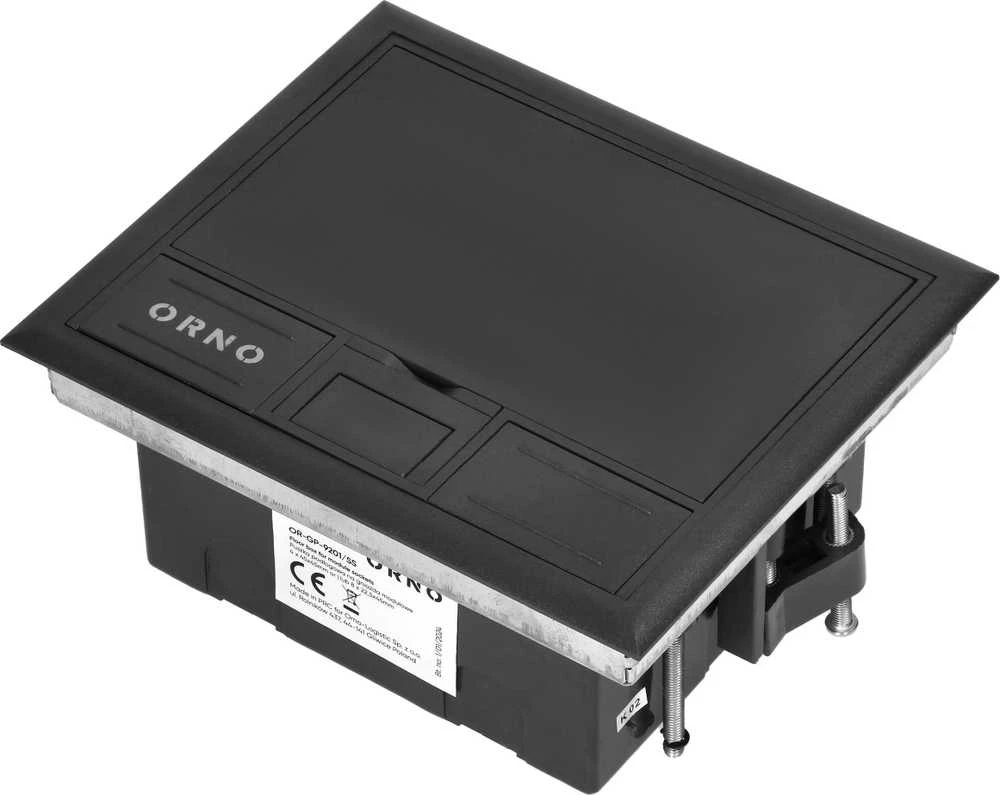 Orno Puszka Grindų dėžutė moduliniams lizdams 4 x 45x45 mm arba 8 x 22,5x45 mm, dangtelis: plastikinis, juodas