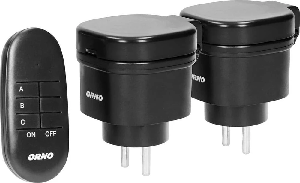 Orno Nuotoliniu pulteliu valdomų belaidžių mini kištukinių lizdų rinkinys 2+1 IP44 OR-GB-441