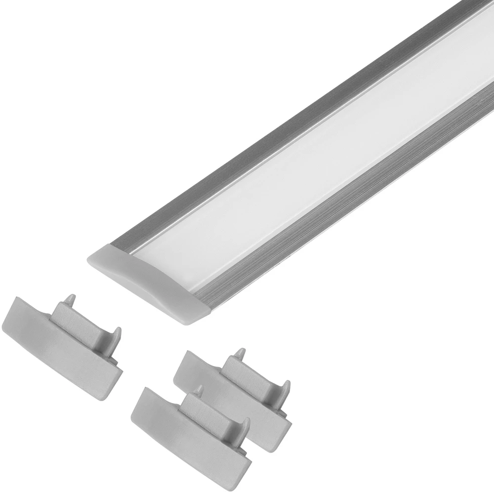 Orno Rinkinys: Komplektas: aliuminio profilis LED juostoms, 2000 x 24,5 x 6,05 mm, įleidžiamas, sidabrinis, matinis dangtelis, 4 galiniai dangteliai