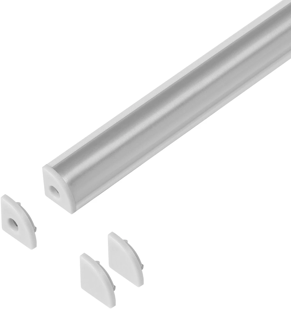 Orno Rinkinys: Komplektas: aliuminio profilis LED juostoms, 2000 x 10 x 10 mm, kampinis, baltas, matinis dangtelis, 4 galiniai dangteliai
